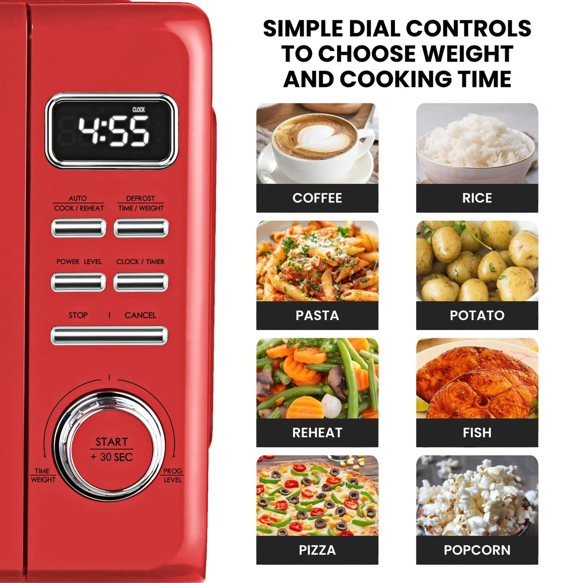 Total Chef 25L Cherry Red Retro Microwave – Brand New | ALEXANDRIA