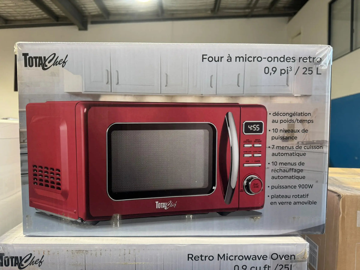 Total Chef 25L Retro Countertop Microwave Oven – Red | PERTH
