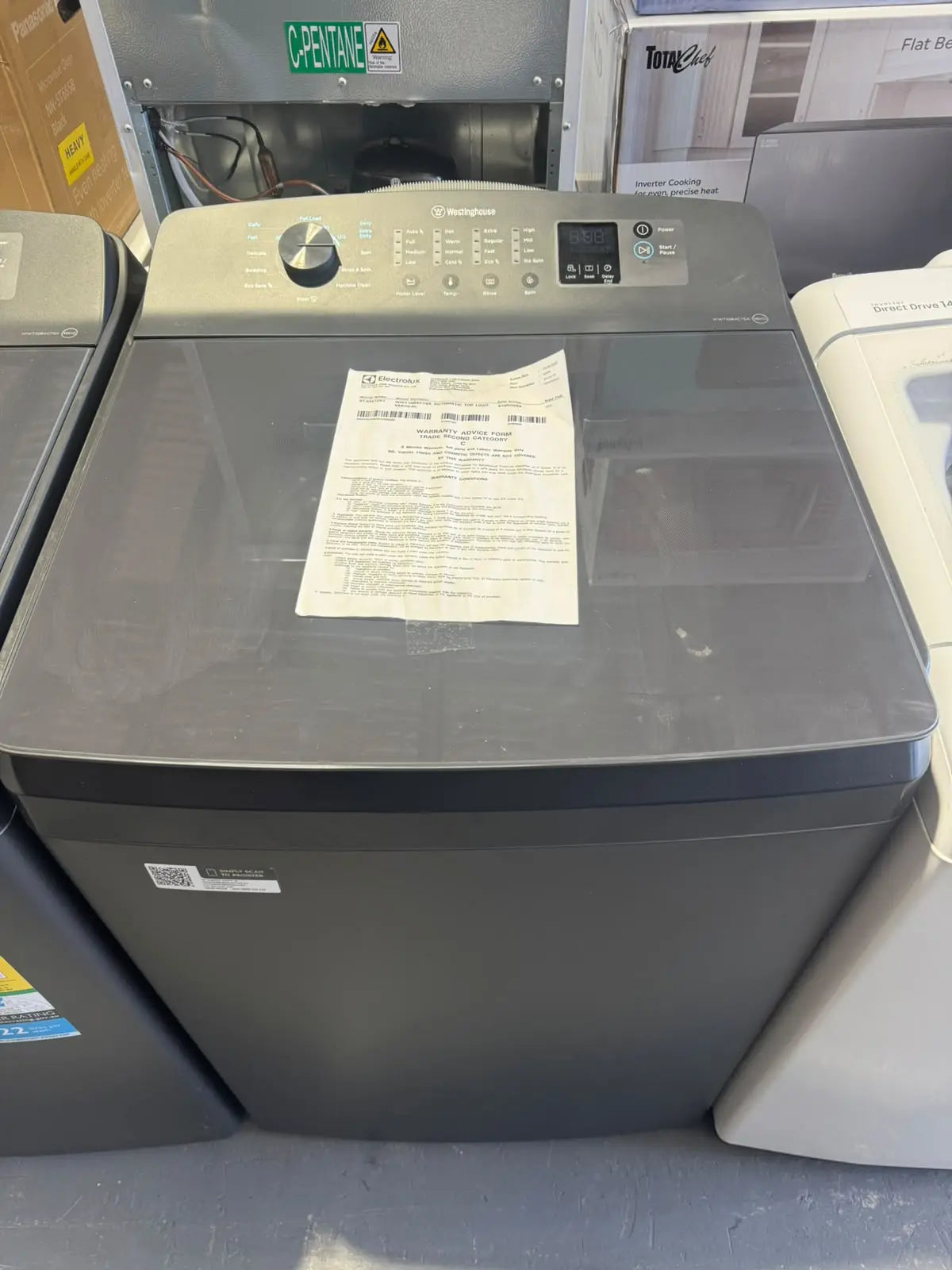 Westinghouse 10kg Dark Stainless Top Load Washing Machine – Factory Second | PERTH