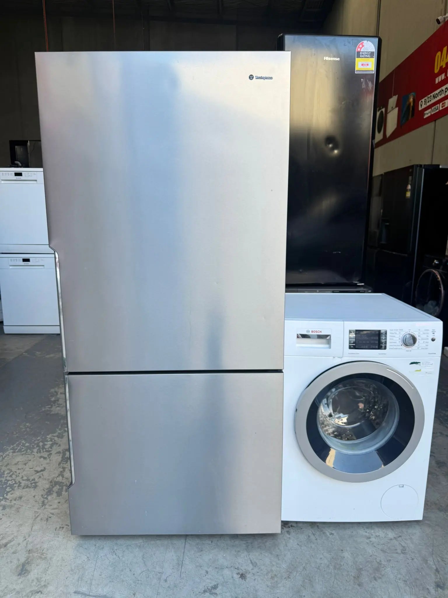Westinghouse 529L Fridge Freezer & Bosch 7.5kg Washing Machine – Refurbished Combo | MELBOURNE