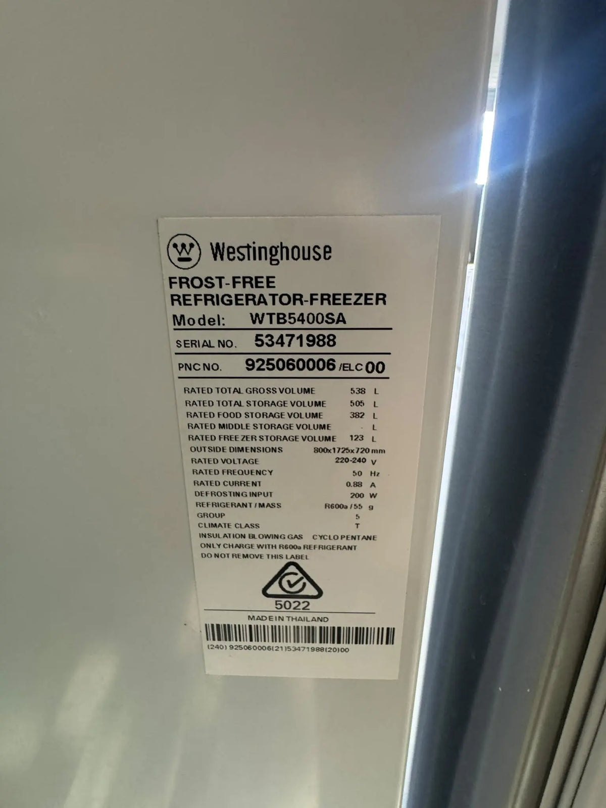 Westinghouse 538L Top Mount Refrigerator – Refurbished | PERTH