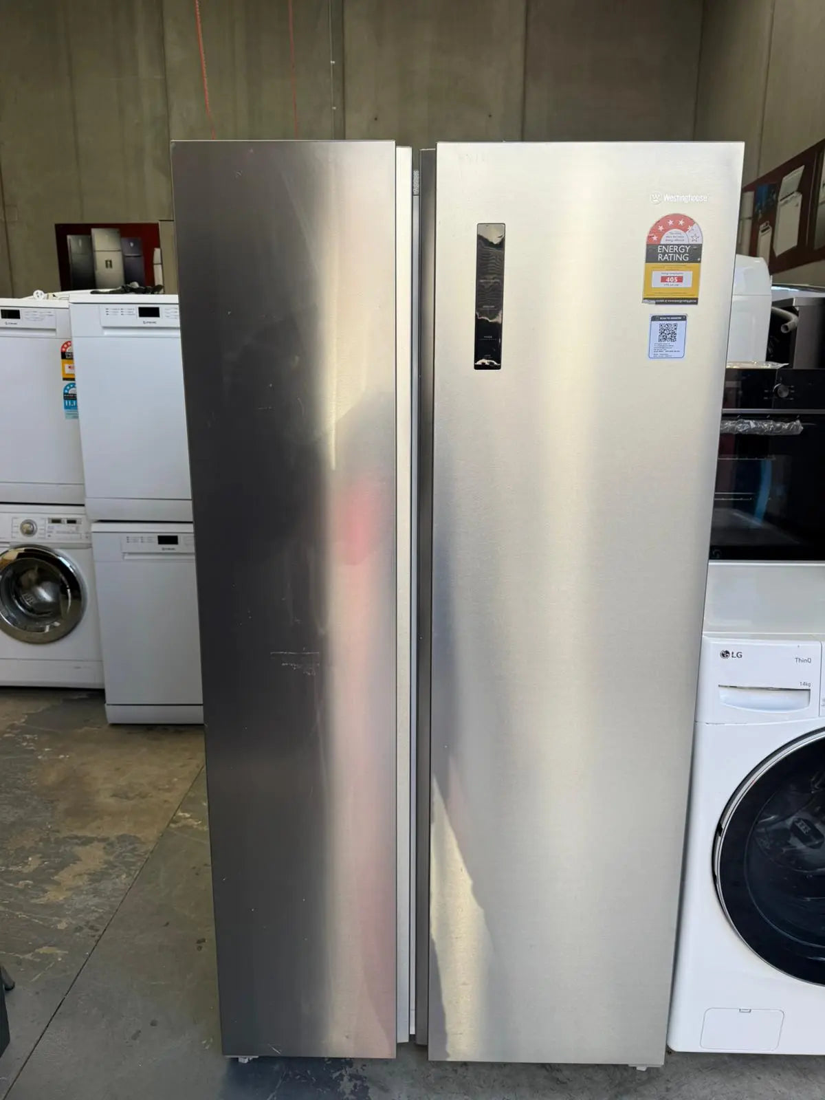 Westinghouse 624L Side-by-Side Fridge + LG 14kg Front Load Washer Combo – Refurbished | MELBOURNE