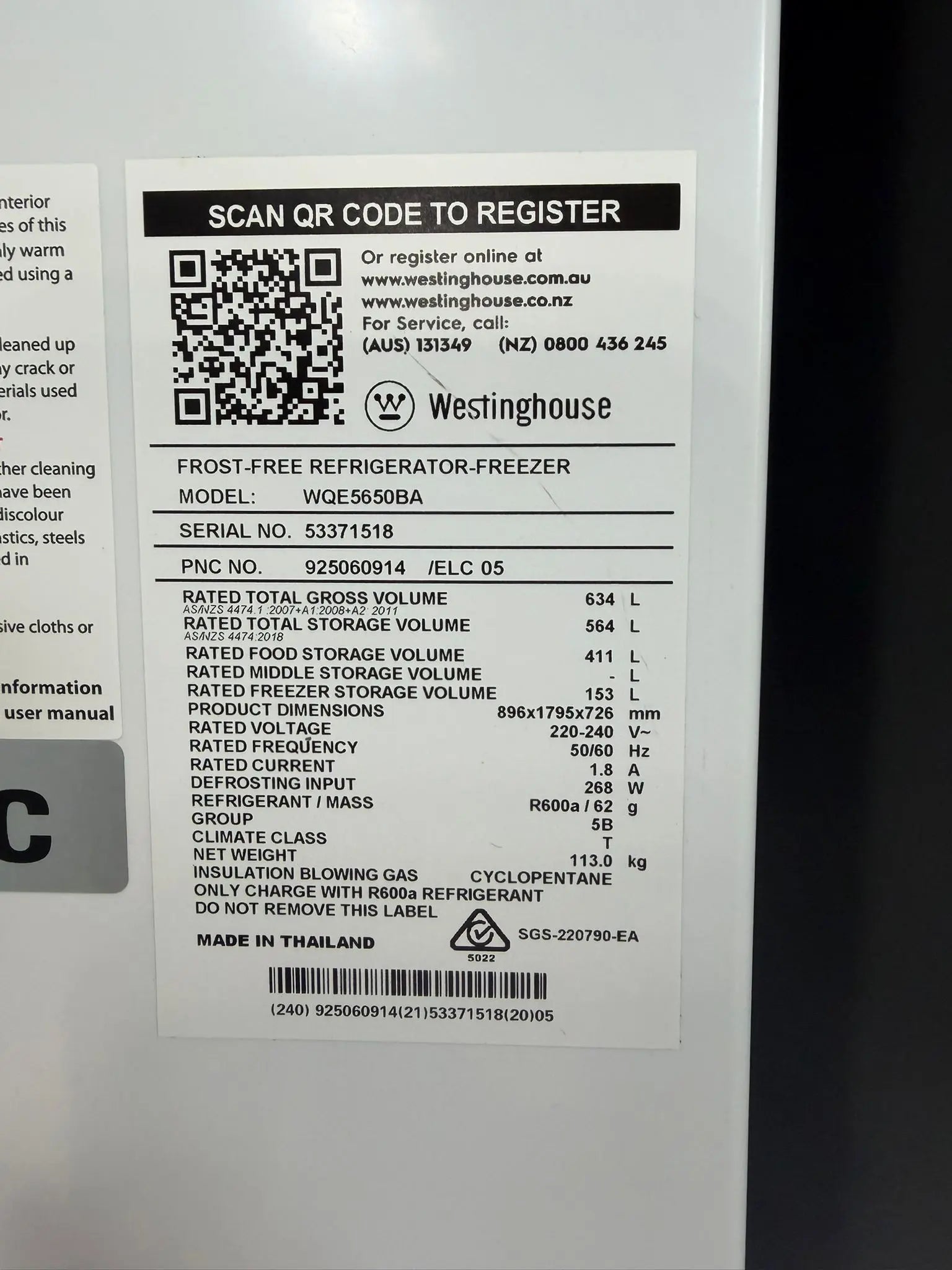 Westinghouse 634L French Door Fridge Freezer WQE5650BA – Factory Seconds | BRISBANE