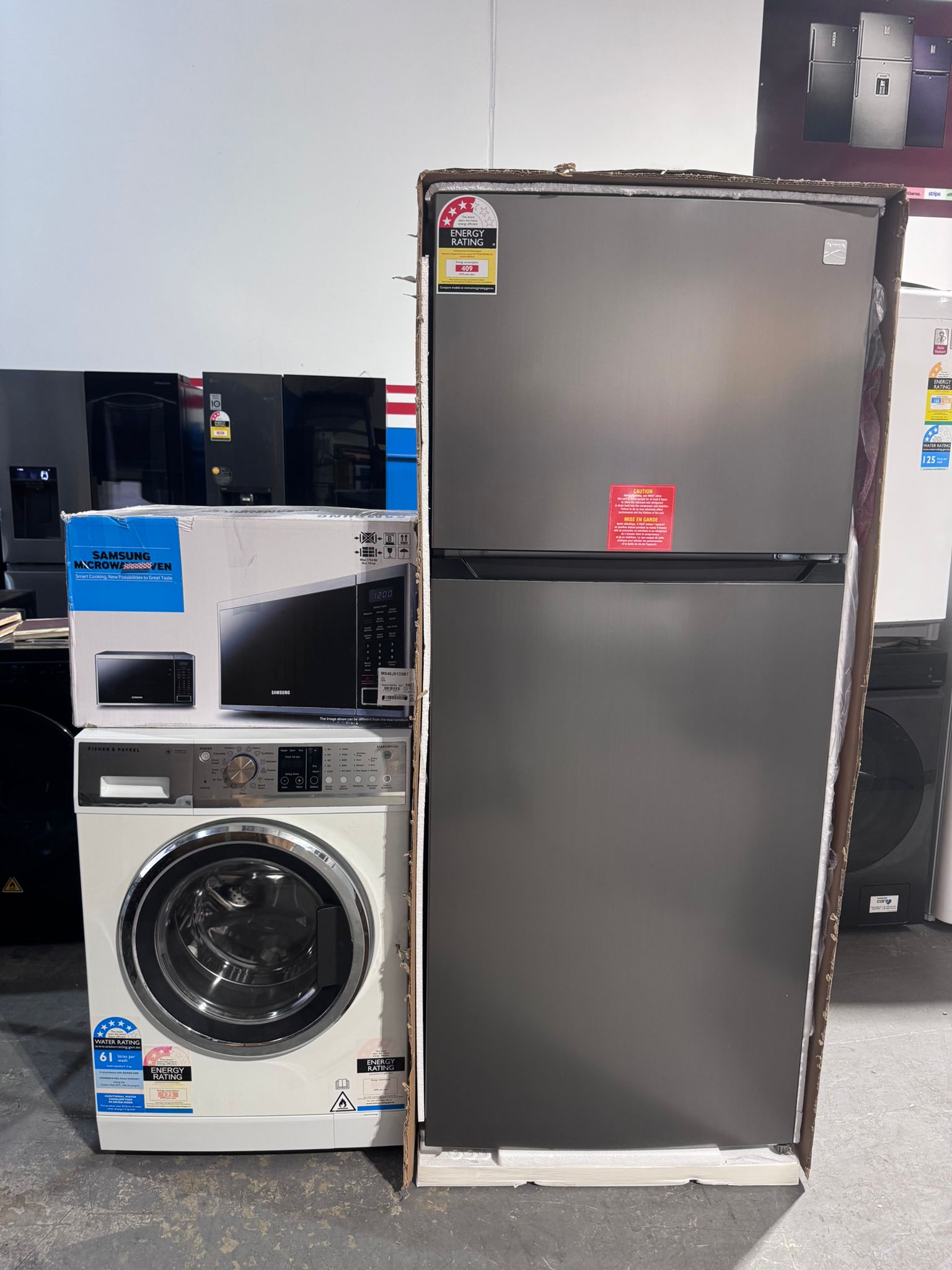 Kenmore 498L Fridge + Fisher & Paykel Washer + Samsung Microwave Package
