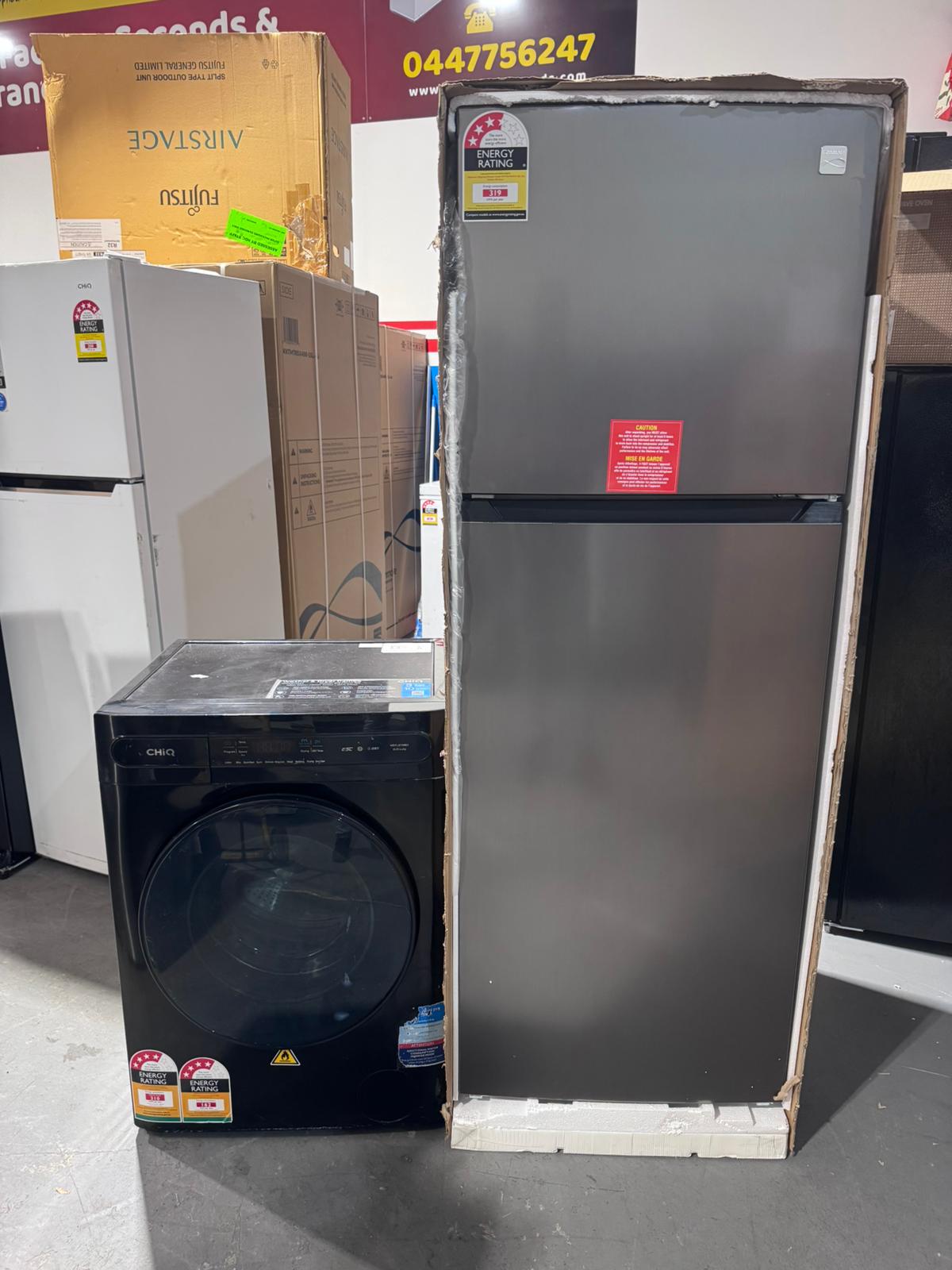 Kenmore 334L Fridge & CHiQ 8.5kg Washer Bundle