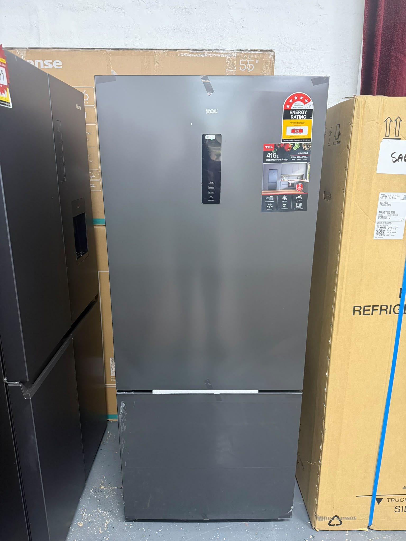 TCL 416L Bottom Mount Fridge TRF445BB – Factory Seconds