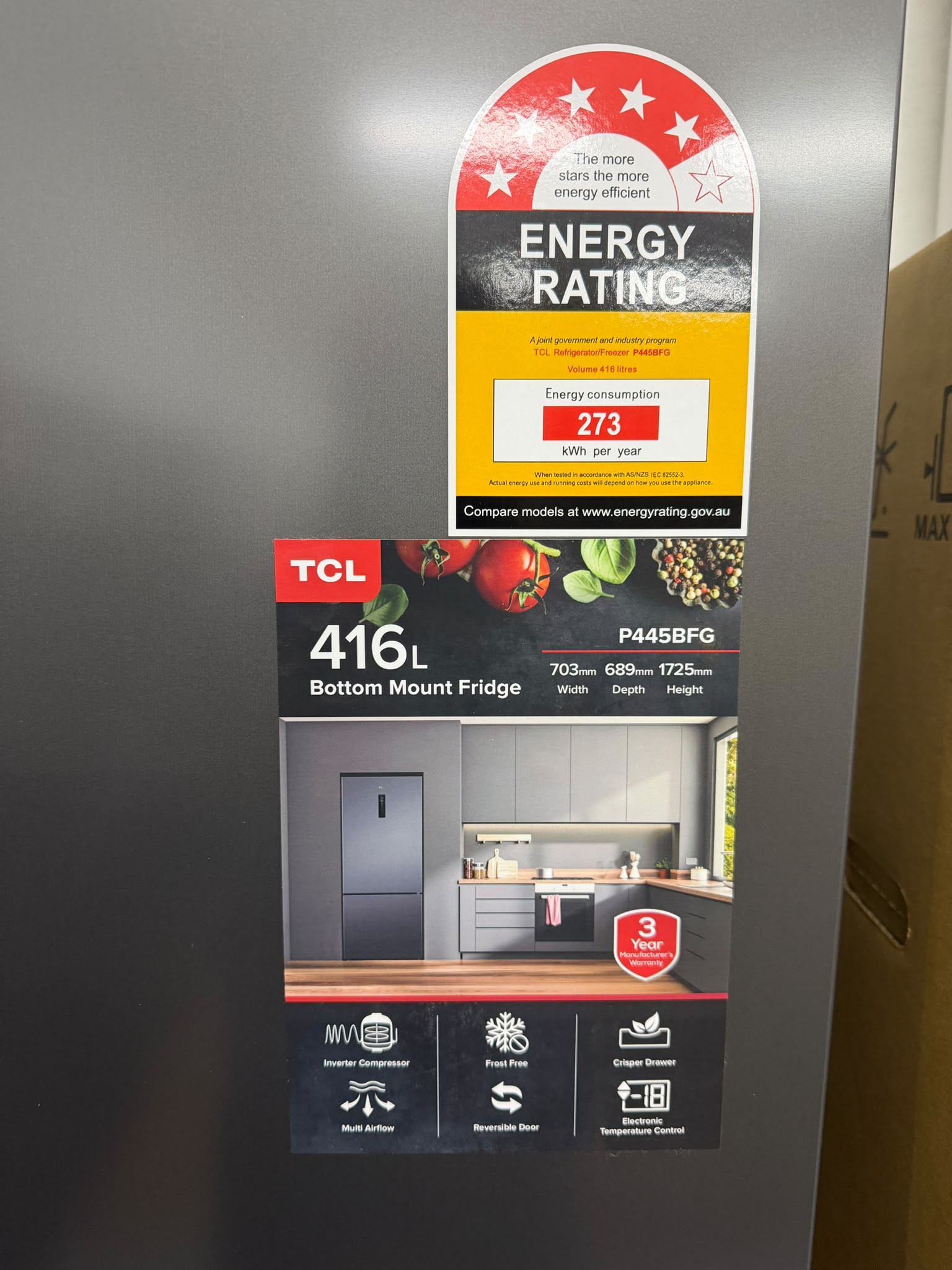 TCL 416L Bottom Mount Fridge TRF445BB – Factory Seconds
