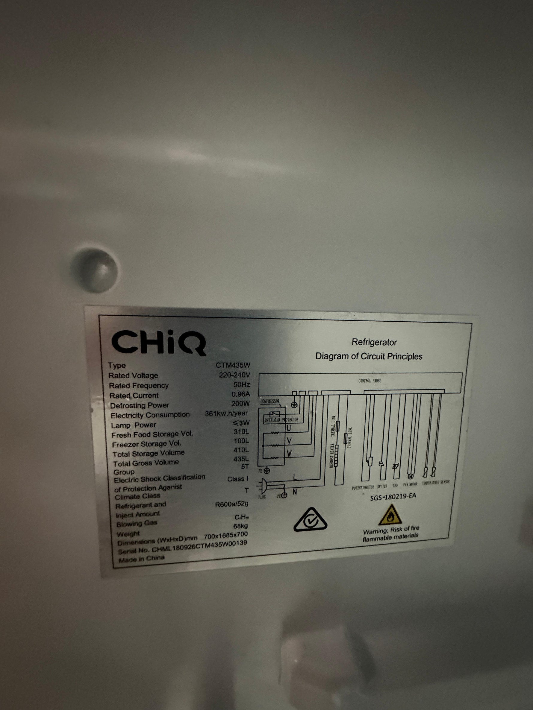 CHiQ 410L Top Mount Fridge Freezer – Refurbished