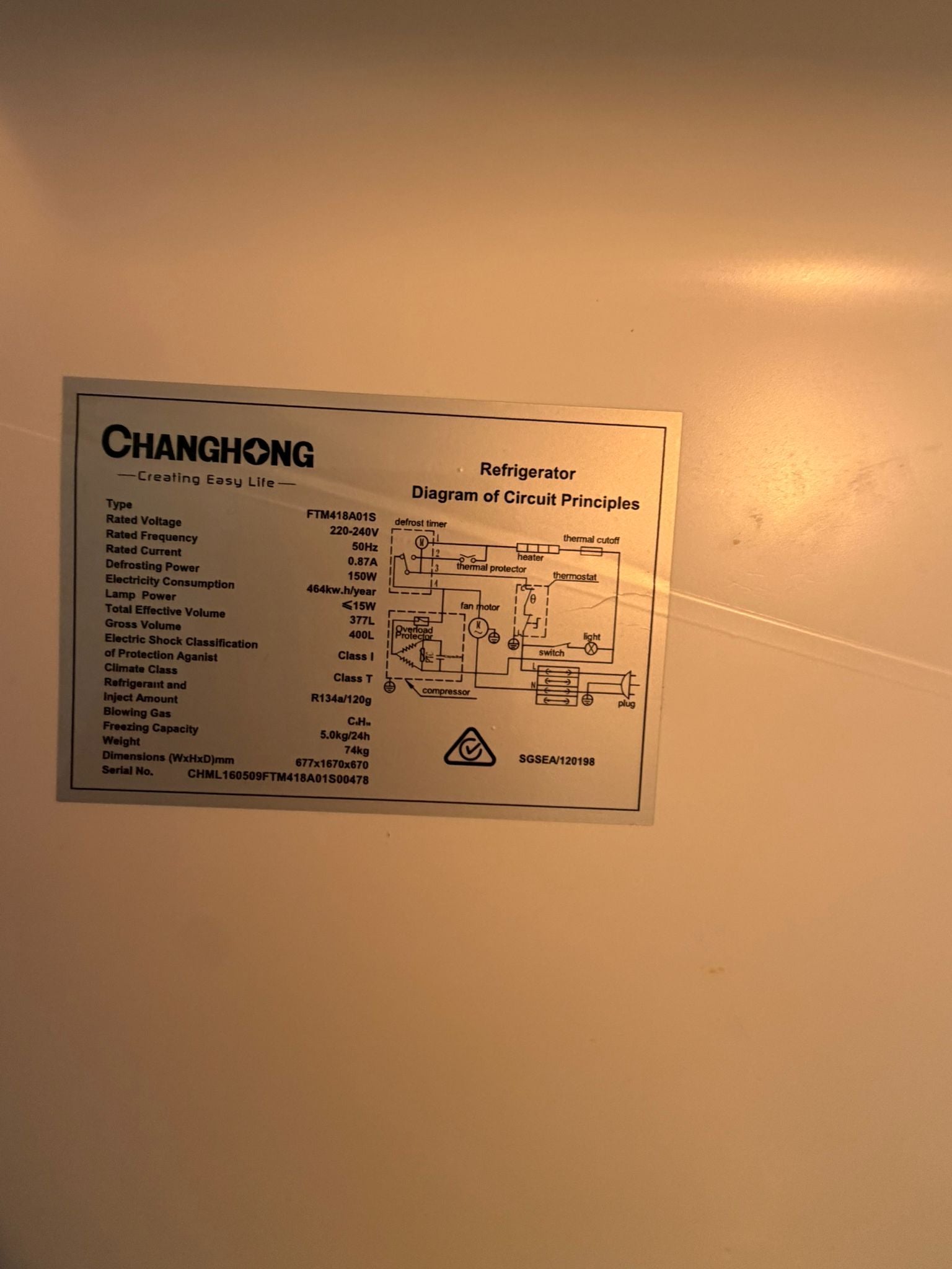 CHANGHONG 400L Fridge Freezer – Refurbished