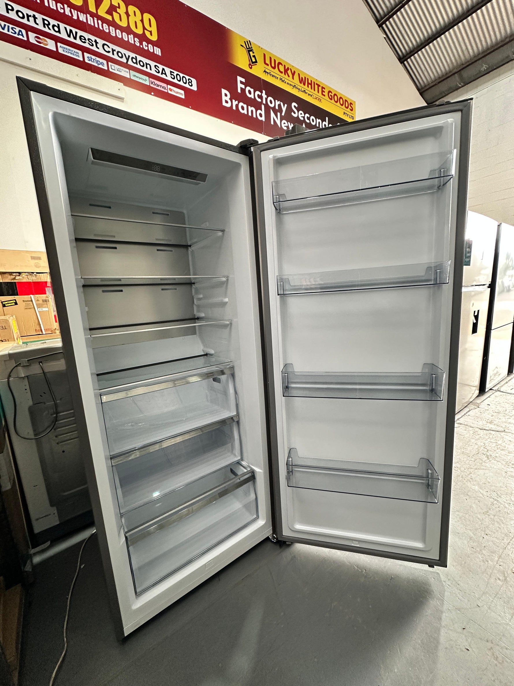 Near New Hisense 384L Vertical Hybrid Fridge Freezer – HRVF384S | ADELAIDE