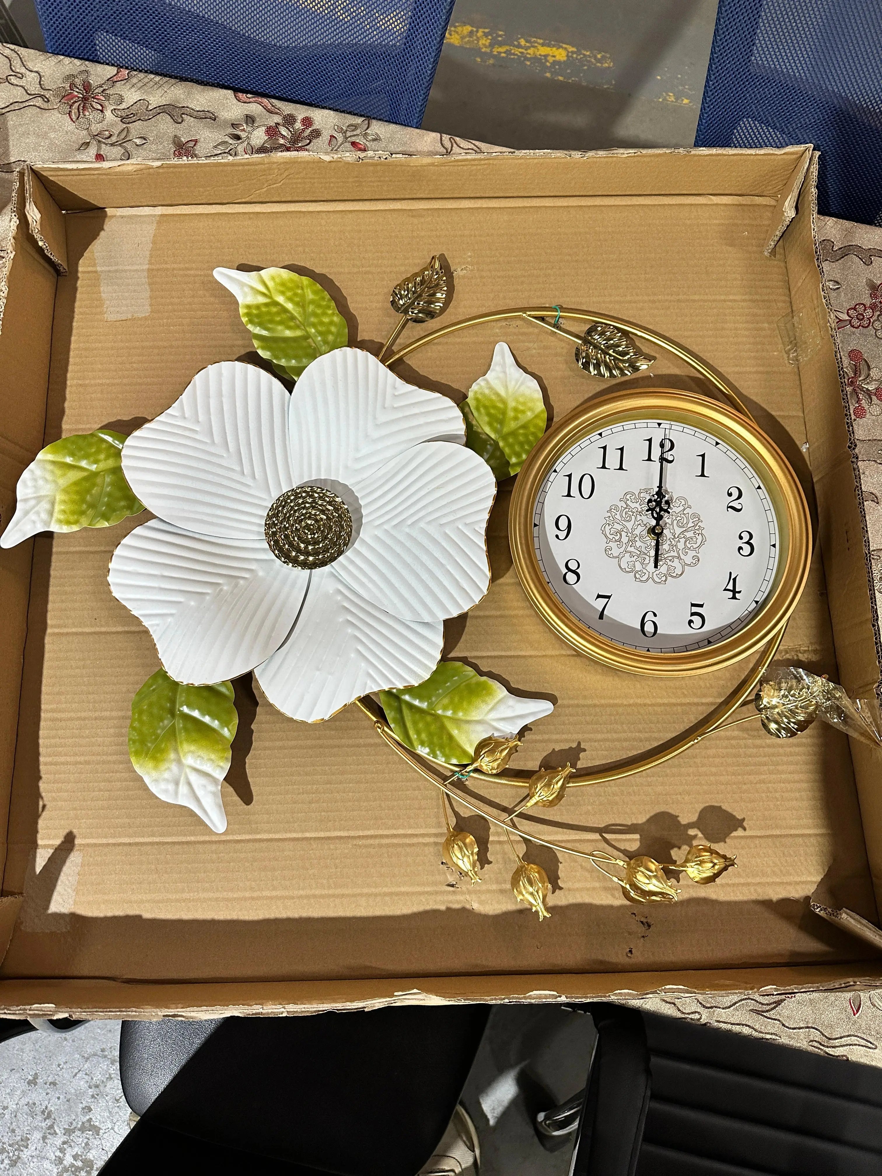White Floral Accent Wall Clock | ADELAIDE