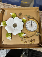 White Floral Accent Wall Clock | ADELAIDE