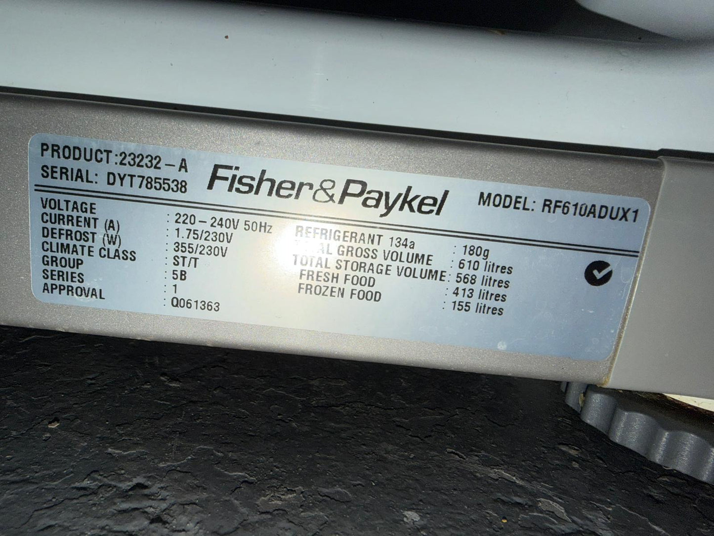 Refurbished Fisher & Paykel 610L Side by Side Fridge Freezer | BRISBANE