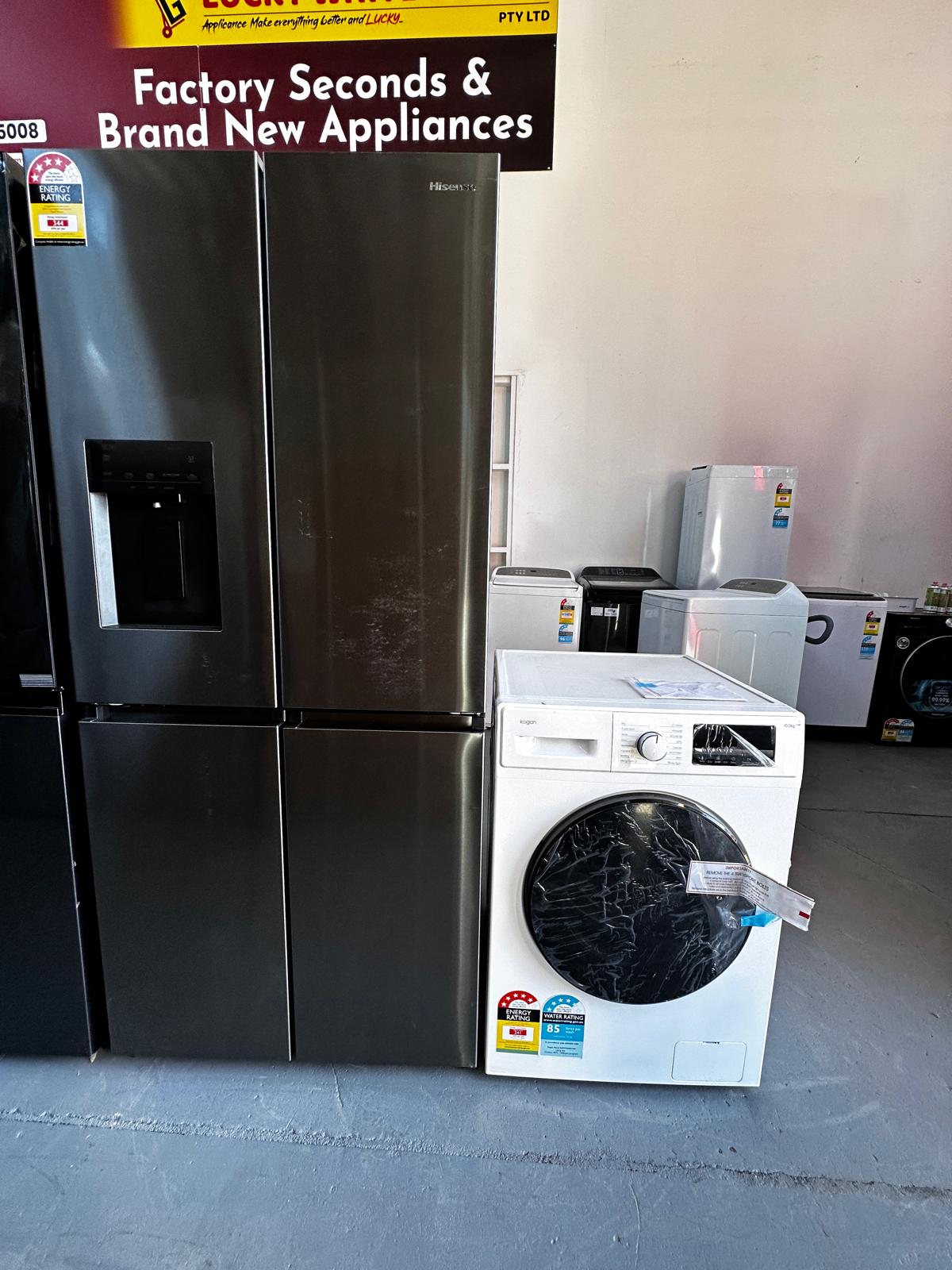 Hisense 483L Quad Door Fridge Freezer HRCD483TBW – Kogan 10kg Front Load Washer KATFWASH10A – Factory Seconds | ADELAIDE