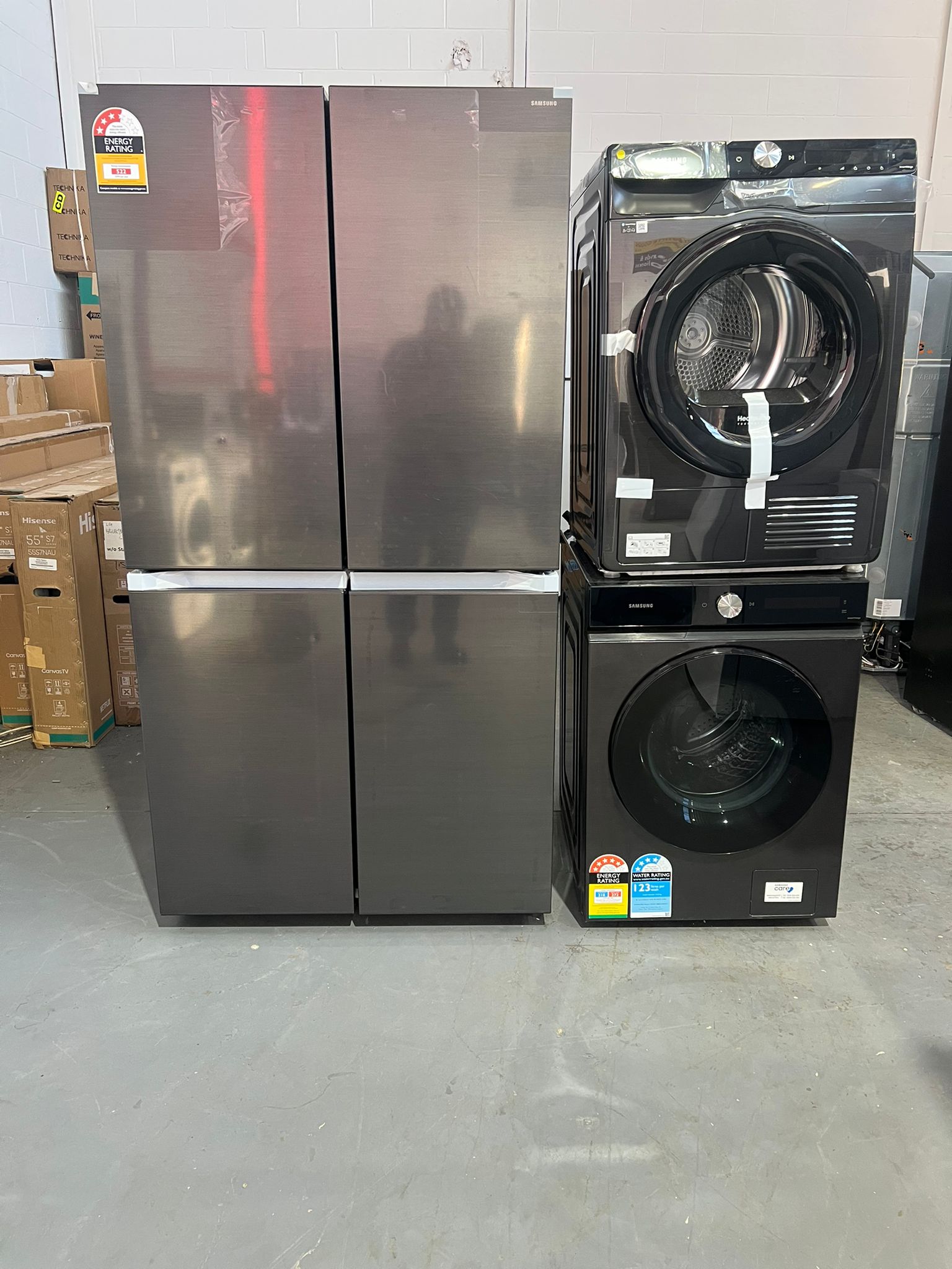 Samsung 649 Litres SRF7100B And Samsung 12 Kgs Washing Machine WW12BB944DGB AND SAMSUNG 8 Kgs Heatpump Dryer DV80T5420AB