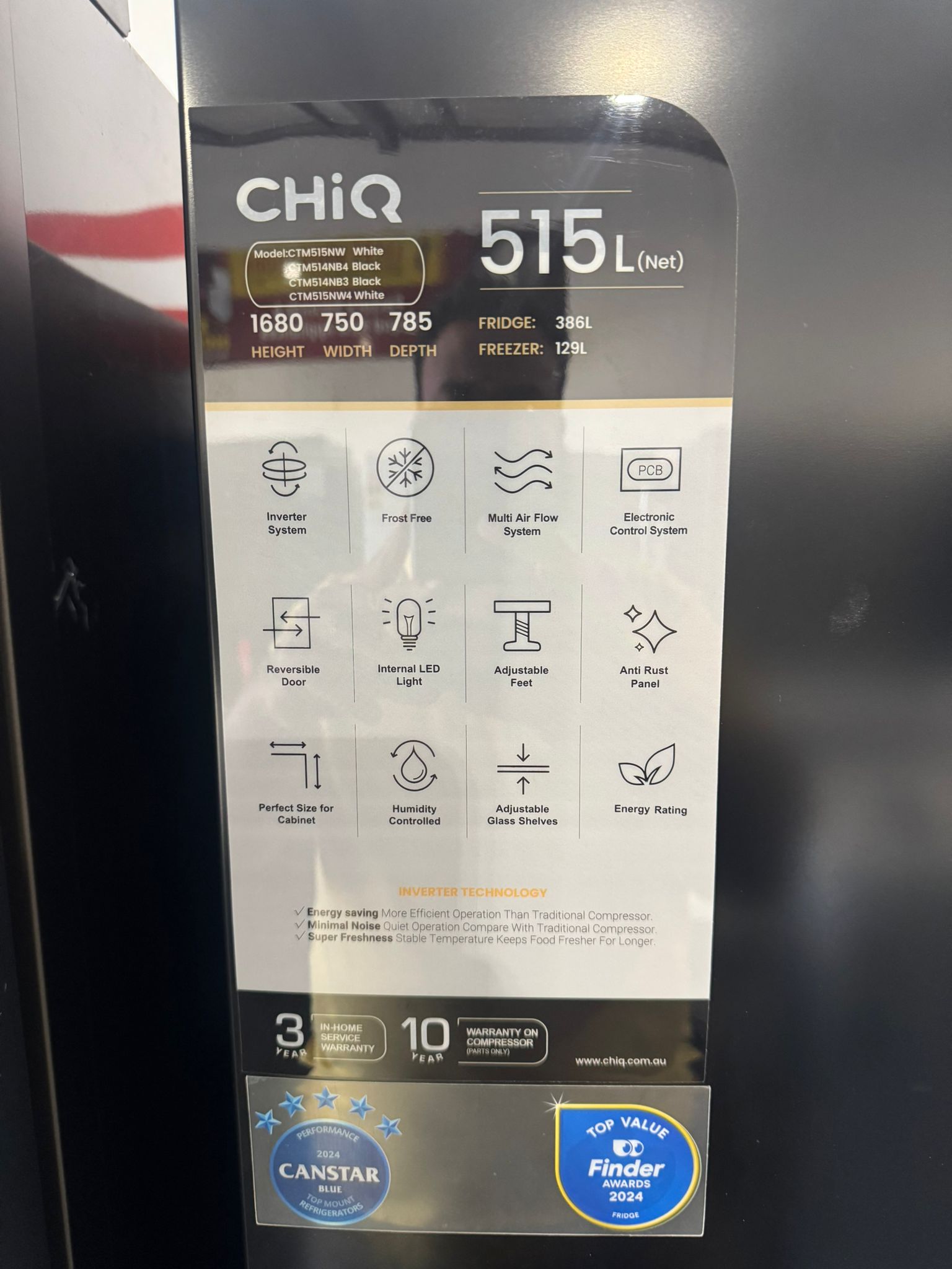 CHiQ 515L Top Mount Fridge Freezer – Near New Condition | PERTH