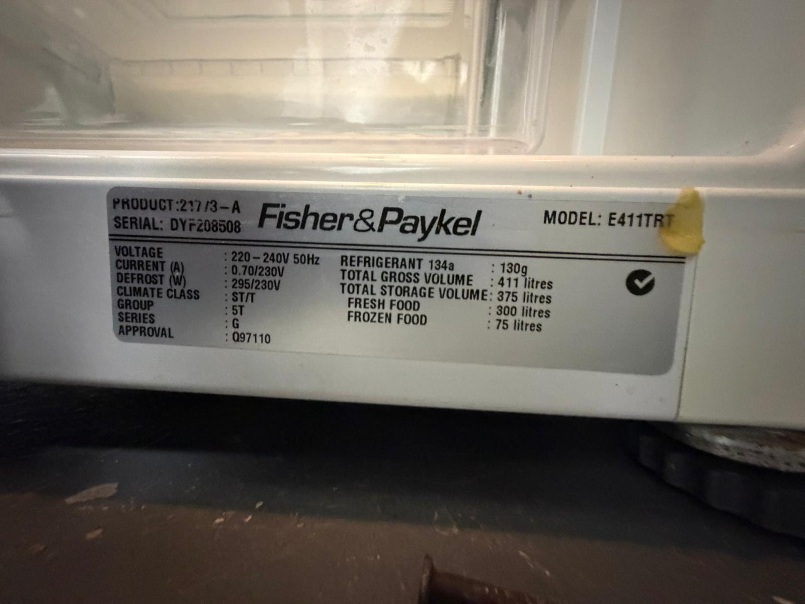 Refurbished Fisher & Paykel 411L Top Mount Fridge Freezer | BRISBANE