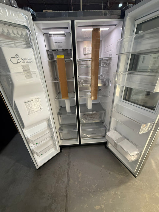Factory Second LG 635 L InstaView Side by Side Refrigerator (GS-V600MBLC) | ADELAIDE