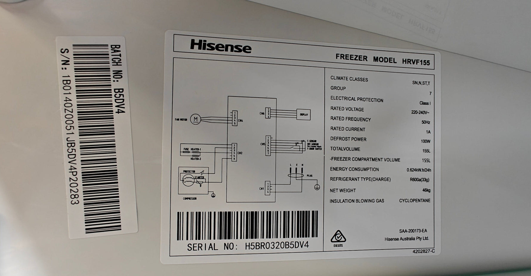 Factory Second Hisense HRVF155 155L Upright Freezer – White | SYDNEY